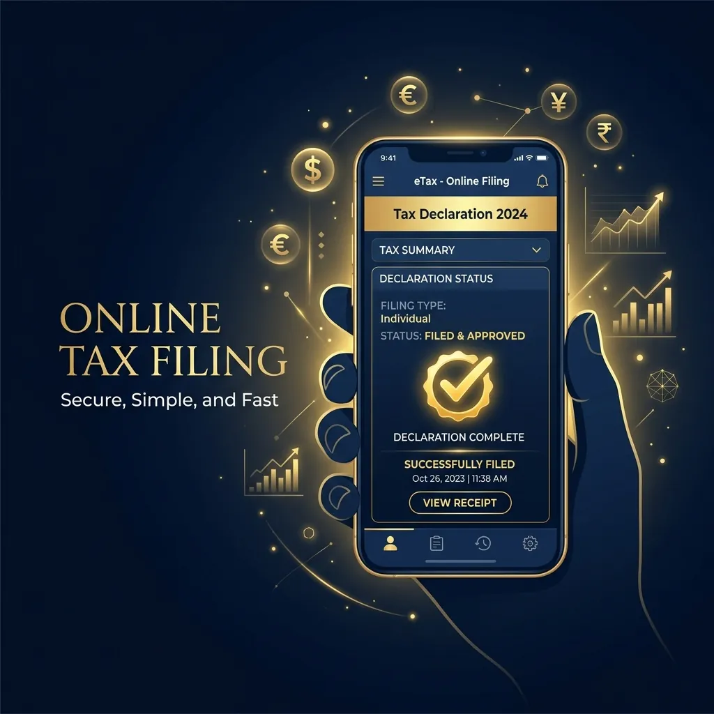 Giao diện eTax Mobile hiển thị các mốc kê khai thuế hộ kinh doanh đơn giản trên thiết bị di động